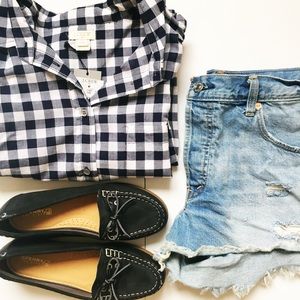 J Crew Gingham Button Up Shirt